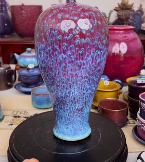 包邮钧瓷，钧窑，收藏器 王现锋个人款梅瓶，...