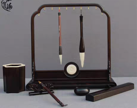 红木毛笔架紫光檀大号毛笔架笔挂文房四宝