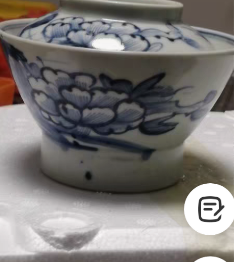 日本回流 青花手绘 盖碗 盖杯  明治时期...