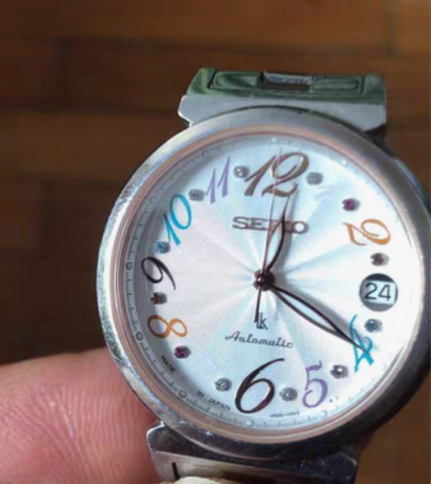 精工自动女式镶钻背透手表,走时,手表保真,...