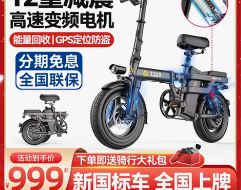 转卖德国尊尚折叠电动自行车锂电池代驾超轻小...