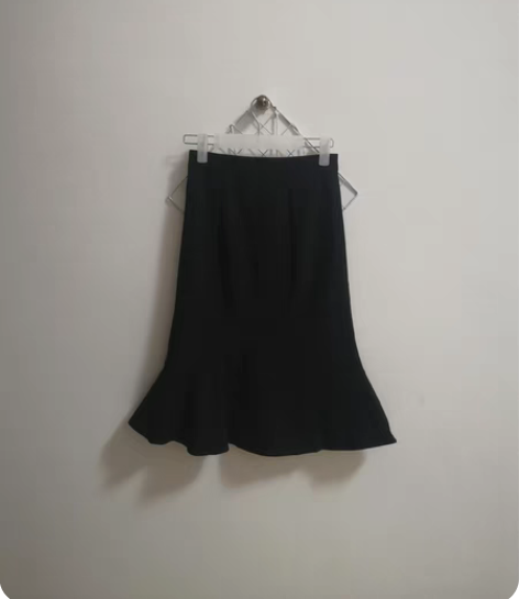 包邮花柚家黑色鱼尾西装裙包裙高腰半身裙包臀...