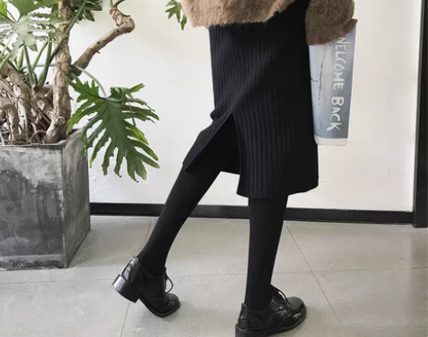 转卖高腰针织半身裙子女韩版秋冬中长款显瘦包...