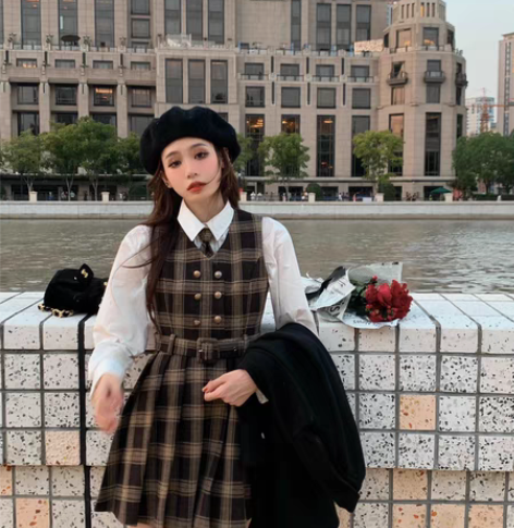 八盖pinky piggy 私立学院 格纹...