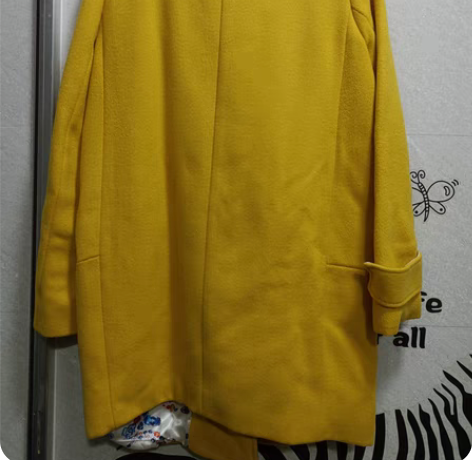 包邮拉夏贝尔,廓形呢子大衣,姜黄色,S码,...