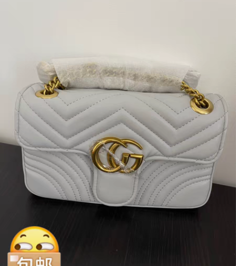 包邮灰蓝色链条单肩斜挎包 包包买太多，背不...