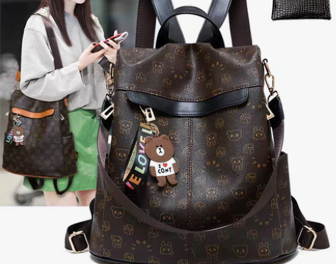 真皮包包妈妈包沫厘袋鼠双肩包女2022新款...