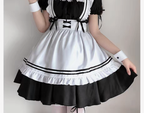 黑白装奇迹暖暖环游世界可爱女仆Cospla...