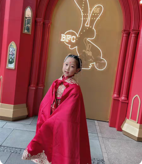 包邮自穿闲置 女童汉服 旗袍 拜年服 红色...