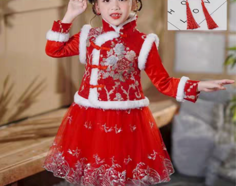 包邮宝宝拜年服 女童汉服连衣裙 中国风唐装...