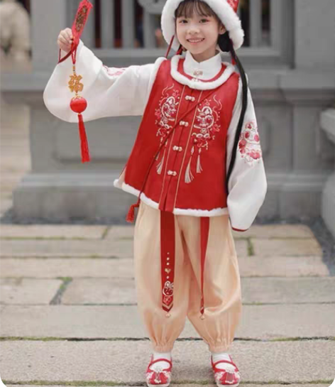 初立儿童汉服汉尚华莲童装花御虎儿中国风改良...