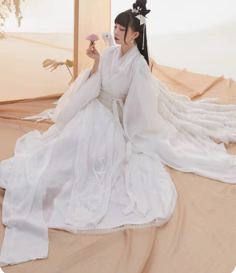 十三余小豆蔻儿交领双层上衫六米摆下裙装饰片...