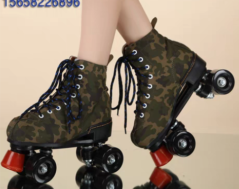 转卖成人双排溜冰鞋旱冰鞋成年男女四轮牛皮p...