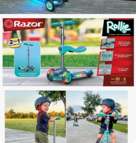 锐哲滑板车二合一  可坐可立 轮子LED发...