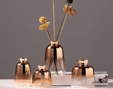 转卖现代简约金色渐变电镀水培迷你花瓶家居客...