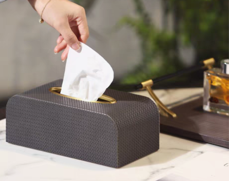 转卖现代轻奢皮质纸巾盒样板间软装家居客厅餐...