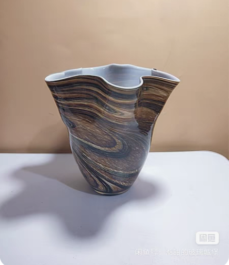 包邮全新人工吹制纯手工咖色系中古白菜玻璃花...