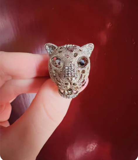 包邮Riot LILY金钱豹豹头戒指  超...