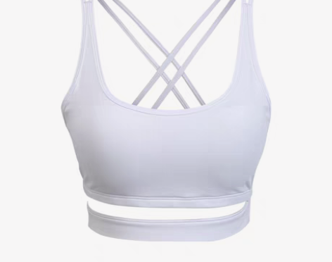 转卖ATOME白色运动背心女子训练美背交叉...
