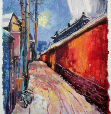 包邮油画 《北京一夜》 30×60cm 纯...