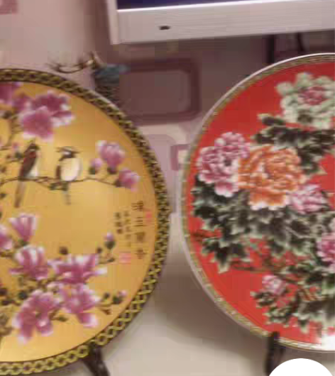 支架式瓷盘摆件工艺品艺术品 一共四个，都是...