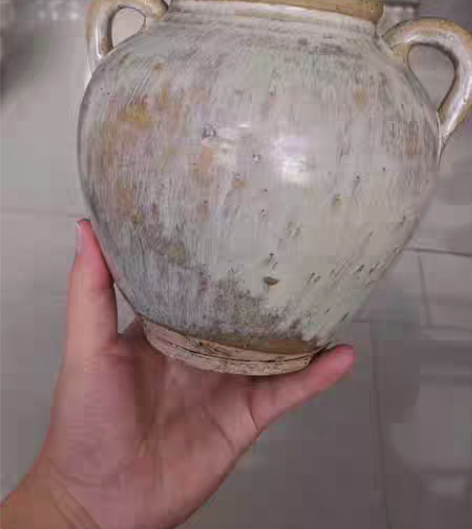 包邮清末华宁窑窑变双耳罐，年份久远，里外窑...