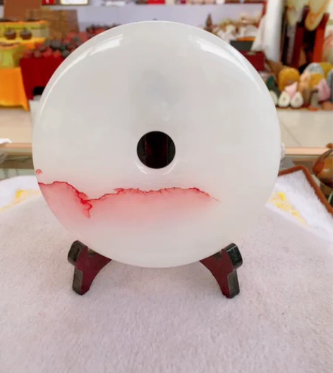 包邮天然阿富汗玉红花冰平安扣摆件玉石玉扣玉...