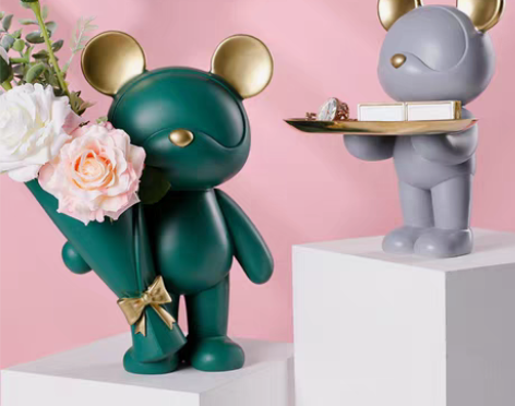 转卖创意暴力熊摆件摆花小熊托盘北欧客厅家居...