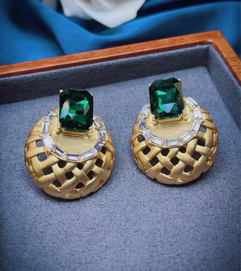 包邮A45法国回流中古vintage绿宝石...