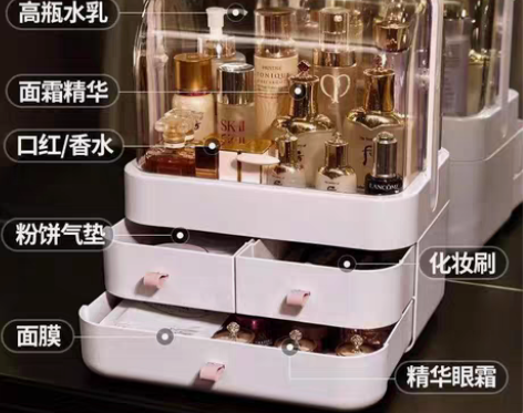 包邮特大号收纳盒防尘化妆品置物架桌面护肤品...