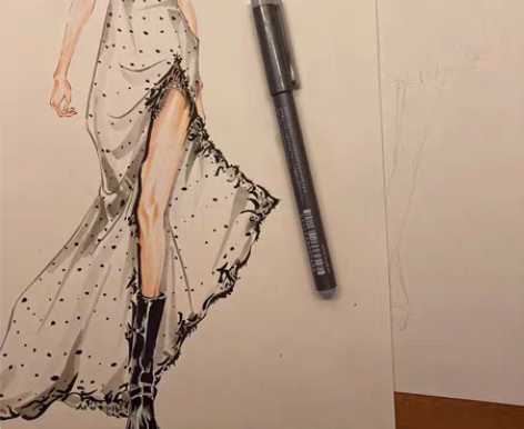 手绘服装效果图 颜料/彩铅/马克笔 可设计...