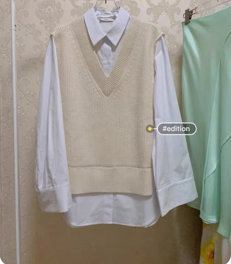 包邮edition假两件套衬衫 奶白奶白的...