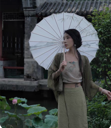 【出】山茶复古绿改良新中式开衫设计感飘逸上...