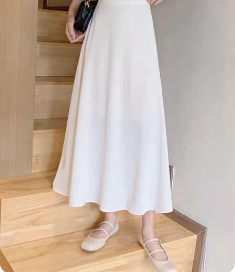 全新白色裙子半身长裙女夏2023新款高腰气...