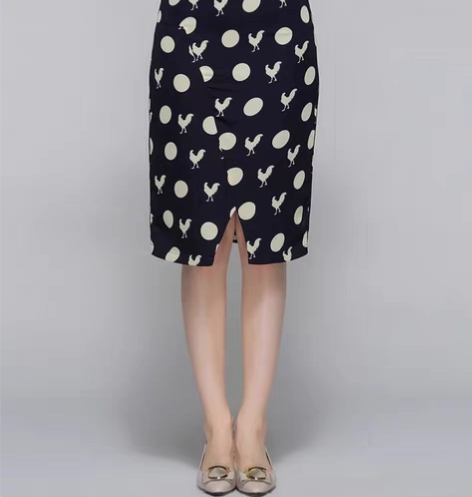 包邮全新经典故事印花雪纺波点修身显瘦半身裙...