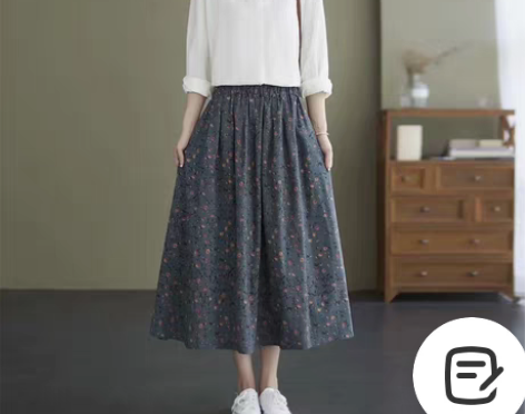 包邮文艺复古民族风小碎花半身裙2023新款...