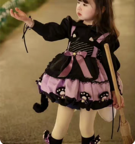 小黑猫洛丽塔花苞裙110码四季款没有打底 ...