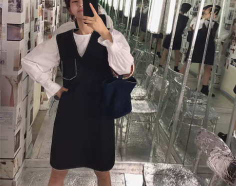 转卖【13C】学院风背心裙早秋新款女装20...