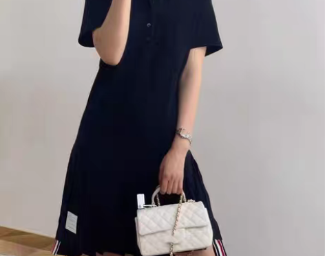 转卖连衣裙女夏学院风纯棉POLO领修身显瘦...