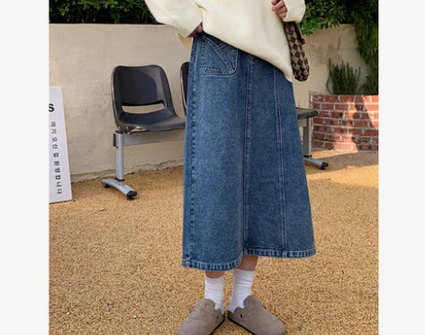 转卖忠犬小八梨形自制相逢直筒牛仔半身裙温柔...