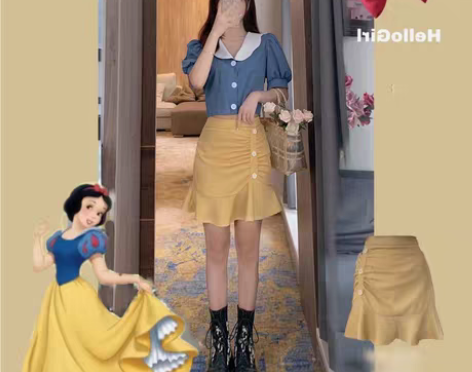 转卖春夏装穿搭迪士尼穿搭在逃公主裙童话风小...