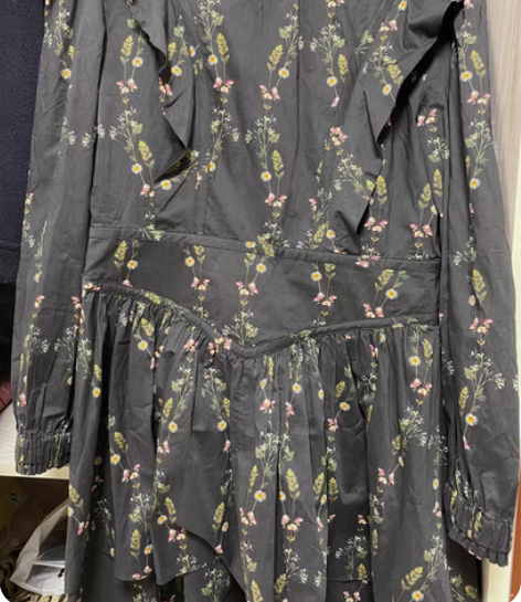 包邮All Saints纯棉黑色碎花公主风...