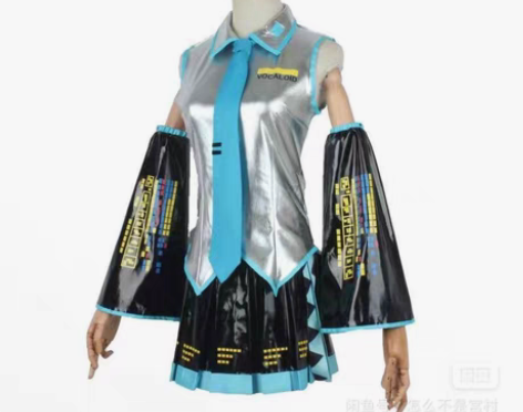 可换）全新初音未来漆皮大全套s码有假发有耳...