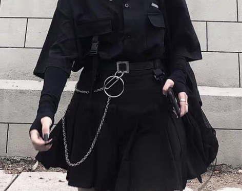 转卖复古港风chic黑暗系机能风韩版宽松衬...