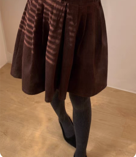 鱼没放复古港风华夫格灯芯绒少女感重工宫廷风...