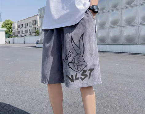 转卖休闲短裤男夏季潮牌ins五分裤流氓兔潮...