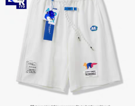 转卖AE情侣白色运动5分短裤夏女男薄款高腰...