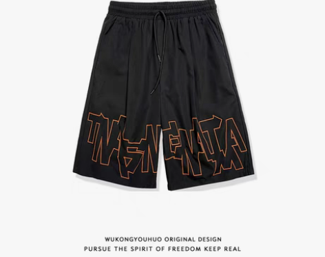 转卖悟空有货街头嘻哈印花运动短裤男潮牌bf...