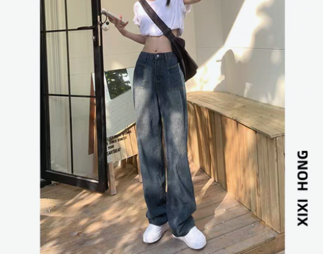 转卖复古高腰牛仔裤 s码 感兴趣的话点“我...