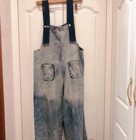 包邮牛仔背带裤女2022新款夏季韩版大码宽...